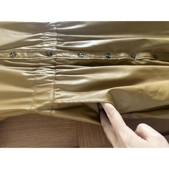 Who What Wear Faux Leather Camel Button Down Midi Dress Women’s size Small - Picture 6 of 13